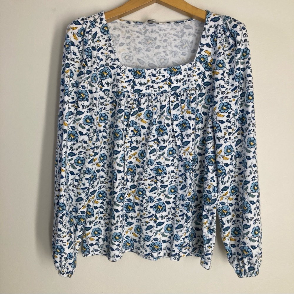 Lucky Brand Blue and Yellow Floral Blouse
